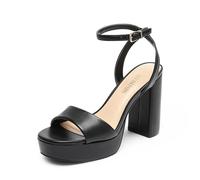 DREAM PAIRS Talons hauts plateforme pour femmes | Sandales à talons élégantes à bout ouvert avec sangle de cheville pour fête, bal, mariage, talon épais de 10,49 cm style Y2K