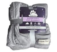 Dream Paws Couverture réversible pour Animal de Compagnie, en Faux Daim, en Peluche Douce, Lavable, Multi-usages, apaisante, pour Animaux de Compagnie, Gris Silex, 110 x 75 cm