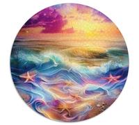 Dream Plage 1000 Pièces Animation Puzzle Circulaire Jeu Éduchatif Défi Jeu Cadeau Unique Adultes Et Enfants Dès 14 Ans 1000pcs (67.5x67.5cm)