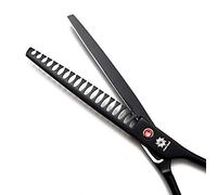 Dream Reach Kit de Ciseaux de Toilettage Professionnel pour Chien 7 Pouces Ciseaux Courbes Ciseaux à effiler Peigne de Toilettage Ambidextres Noir Acier Inoxydable