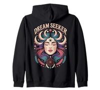 Dream Seeker Moon Magic Stars Mystic Woman Plumes Sweat à Capuche