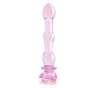 Dream Toys Glaze Glass Rosebud Beaded Dildo Pink 20 cm