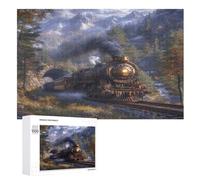 Dream Train Puzzles 1000 Pièces Adultes, Puzzle en Bois Jeux D'adresse pour Toute La Famille,Jeu De Team Building （75×50cm）