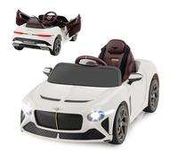 DREAMADE 12V Bentley Voiture Électrique pour Enfant 3+ Ans avec Télécommande, Démarrage Lent, Lumières LED, Véhicule Électrique avec Musique, Klaxon, Vitesse Réglable 3-5 KM/H (Blanc)