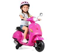 DREAMADE 12V Moto Électrique pour Enfants 3+ Ans, 101 x 46 x 75 cm, Scooter Vespa pour Enfants avec Lumières LED, Roues d'Entraînement, Musique, Klaxon et Bouton de Démarrage (Rose)