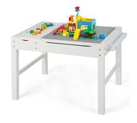 DREAMADE 2 en 1 Table de Jeux pour Enfants en Bois Réversible et Multi-Activités, avec Grand Rangement, Rouleau de Papier, Blanc