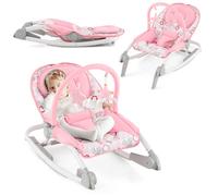 DREAMADE 2 en 1 Transat Bébé 0-6Mois avec Dossier Réglable, Appuie-tête, Arche à Jouets, Housse Amovibles, Jusqu'à 9 kg, Rose