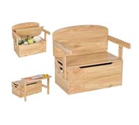 DREAMADE 3 en 1 Coffre à Jouets en Bois 60x34x57CM,Ensemble Table et Chaise avec Boîte de Rangement,pour Enfants 3-7Ans,Naturel