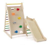 DREAMADE 3 en 1 Jeu d'escalade pour Enfants 3+ Ans, Triangle d'escalade Monavec Toboggan, Échelle et Rampe, Cadre en Bois Robuste, Chambre d'enfant Intérieure (Multicolore)