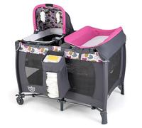 DREAMADE 5 en 1 Lit Parapluie Bébé 0-3 Ans, Lit Cododo Pliable avec Matelas 106 x 74 x 74 cm Table à Langer et Berceau, Jouets Suspendus, Boîte à Musique et Sac de Transport (Rose)