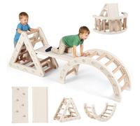 DREAMADE 5 en 1 Triangle Arche d'escalade pour Enfants 3-6 Ans, Pont Double Face, Jouets Montessori pour Garçons et Filles, Charge Max. 30kg (Café)