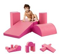 DREAMADE 5PCS Module de Motricité, Parcours Motricité Bébé en PU à Base d'eau & EPE, Jeut d'Éducation pour Enfants d'Âge Préscolaire, Convient à Maternelle, Maison (Rose)