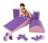 DREAMADE 5PCS Module de Motricité, Parcours Motricité Bébé en PU à Base d'eau & EPE, Jeut d'Éducation pour Enfants d'Âge Préscolaire, Convient à Maternelle, Maison (Violet)