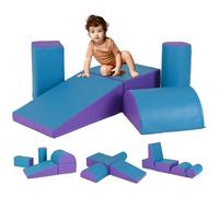 DREAMADE 5PCS Module de Motricité, Parcours Motricité Bébé en PU à Base d'eau & EPE, Jeut d'Éducation pour Enfants d'Âge Préscolaire, Convient à Maternelle, Maison (Bleu & Violet)