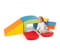 DREAMADE 6 PCS Module Motricité Bébé, Blocs de Construction en Mousse pour Enfant avec Housse en Cuir Étanche et Fermetures Auto-agrippantes, Parcours de Motricité Bébé pour 1+ Ans (Multicolore)