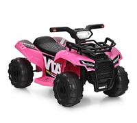 DREAMADE 6 V Quad pour Enfant 18-36 Mois, Voiture Électrique avec Roues Résistants, Charge Max. 20KG, Musique et Klaxon, Coussin en Plastique et Réglage du Volume (Rose)