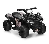 DREAMADE 6 V Quad pour Enfant 18-36 Mois, Voiture Électrique avec Roues Résistants, Charge Max. 20KG, Musique et Klaxon, Coussin en Plastique et Réglage du Volume (Noir)