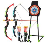 DREAMADE Arc et Flèche pour Enfant 3-12 Ans, Tir à l'arc avec l'arc LED, 20 Flèches à Ventouse, Étui à Flèches, Jouer pour Intérieur/Extérieur