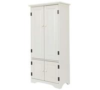 DREAMADE Armoire à 4 Etagères avec Portes pour Enfants, Meubles de Rangement sur Pieds, Panneau de Stockage Réglable&Utilisation Large pour Chambre, Salon, Bureau, Blanc/Noir (Blanc)