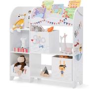 DREAMADE Armoire de Rangement pour Jouets Enfant, Meuble de Rangement avec 2Tiroirs, 3 Emplacements, 5 Etagères, Motif Eléphant