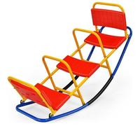 DREAMADE Balançoire à Bascule en Métal, Trébuchet Enfant avec 3 Siège et 2 Poignées en Intérieur et Extérieur, pour Enfant 3-8 Ans