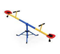 DREAMADE Balançoire à Bascule pour Enfants 3-8 Ans, Trébuchet Rotative à 360°avec Assises Poignées Antidérapantes et Base à 3