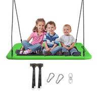 DREAMADE Balançoire Nid d’Oiseau Rectangulaire Enfants avec Hauteur Réglable 100 - 180CM et Siège Spacieux, Max 150KG, Vert