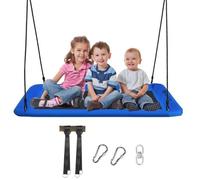 DREAMADE Balançoire Nid d’Oiseau Rectangulaire Enfants avec Hauteur Réglable 100 - 180CM et Siège Spacieux, Max 150KG, Bleu