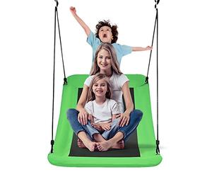 DREAMADE Balançoire Nid d'Oiseau Rectangulaire pour Enfants et Adulte avec Hauteur Réglable 100-180CM, en Tissu avec Deux Sangles, Multitude de Méthodes de Suspension, 155 x 83 cm