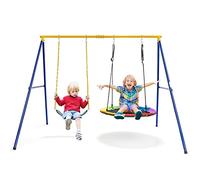 DREAMADE Balançoire pour Enfants 3+ Ans & Adultes, Charge Max. 300KG avec Support de Balançoire et 2 Siège de Balançoires (Portique+2 Balançoires)