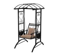 DREAMADE Balançoire Simple avec Support,Fauteuil Suspendu en Métal avec Coussins Doux,Tables avec Porte-gobelets,Pour jardin ou