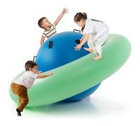 DREAMADE Bascule Dôme Ballon Gonflable, Ballon de Gym Enfant de 223 cm à Rouler, Incliner, Grimper & Sauter avec 6 Poignées Intégrées, Charge 113 kg, Intérieur/Extérieur (Bleu & Vert)
