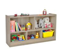 DREAMADE Bibliothèque Enfant en Bois 111x30x61,5 CM,Coffre à Jouets avec 5 Compartiments Ouverte, Meuble de Rangement Enfant avec Pieds Antidérapants pour Salon,Chambre,Bureau (Naturel)