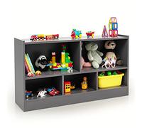 DREAMADE Bibliothèque Enfant en Bois 111x30x61,5 CM,Coffre à Jouets avec 5 Compartiments Ouverte, Meuble de Rangement Enfant avec Pieds Antidérapants pour Salon,Chambre,Bureau (Gris)