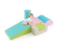 DREAMADE Blocs de Construction en Mousse, Ensemble de 6 Pièces Jouets Éducatifs pour Enfant avec Différentes Formes & Couleurs, pour Maison, École Maternelle (Vert & Rose)