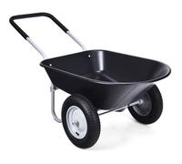 DREAMADE Brouette Jardinage 2 Roues, Chariot Transport en Fer, Conteneur avec Gros Calibre, pour Cour, Entrepôt, Charge 100KG, Noir