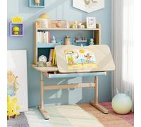 DREAMADE Bureau Enfants avec Étagère, Bureau d'Étude de 3-12 Ans Réglable en Hauteur, Plateau Réglable, Porte-Stylo, Pupitre de Lecture Extensible, Tiroir, pour Chambre, Salon (Bleu)