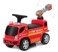 DREAMADE Camion de Pompier Porteur Enfants avec Machine à Bulles, Voiture à Pousser avec Lumières&Effets Sonores Musicaux,