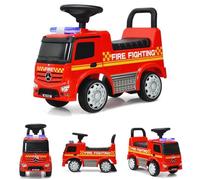 DREAMADE Camion de Pompiers Mercedes Benz Porteur avec Phare, Klaxon, Sirène d’Alarme, Espace de Rangement, pour Enfant
