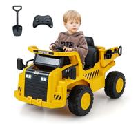 DREAMADE Camion Électrique Caterpillar 12V Enfants,Voiture Électrique Enfants 3-6 Ans avec Télécommande 2,4G&Benne Basculante&Pelle à Sable&Musique&Lumières,3-4KM/H,Charge 30KG