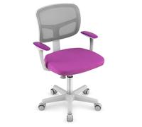 DREAMADE Chaise de Bureau Enfants en Maille,Fauteuil Pivotante Ergonomique Enfant avec Hauteur Réglable&Dossier&Accoudoirs,Siège à roulettes Fille Garcon 3-10 Ans,Charge 150kg (Violet)