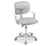 DREAMADE Chaise de Bureau Enfants en Maille,Fauteuil Pivotante Ergonomique Enfant avec Hauteur Réglable&Dossier&Accoudoirs,Siège à roulettes Fille Garcon 3-10 Ans,Charge 150kg (Gris)