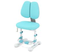 DREAMADE Chaise de Bureau pour Enfant, Chaise d’Étude Réglable en Hauteur avec Dossier Ergonomique, Repose-Pieds Réglable et Manivelle, Charge Max. 100 KG (Bleu)