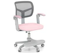 DREAMADE Chaise de Bureau pour Enfant, Chaise d’Étude Réglable en Hauteur avec Repose-Pied, Accoudoirs Relevables et Ajustables, roulettes Universelles, Charge 150 kg (Rose)