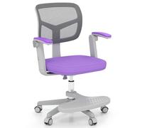 DREAMADE Chaise de Bureau pour Enfant, Chaise d’Étude Réglable en Hauteur avec Repose-Pied, Accoudoirs Relevables et Ajustables, roulettes Universelles, Charge 150 kg (Lavande)