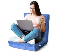 DREAMADE Chaise de Sol Pliable à Mémoire de Position, Ajustable 14 Positions, Divan Paresseux Réglable et Rembourré, Chaise De Méditation pour Maison et Bureau, 105x56x15cm (Bleu)