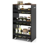 DREAMADE Chariot de Rangement à 3 Niveaux, Desserte à roulettes, Mince de 25/30 CM avec 4 Roues Universelles, Poignée Latérale, pour Bureau à Domicile, Salle à Manger (30 cm,Noir+Marron)