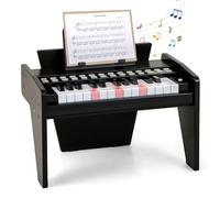 DREAMADE Clavier 25 Touches, Piano Électrique pour Enfants avec 15 Démos, 6 Tonalités et 8 Percussions, Enseignement Guidé par Lumière avec Pupitre Amovible (Noir)