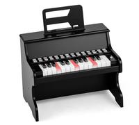 DREAMADE Clavier de Piano Numérique en Bois pour Enfants, Piano à 25 Touches avec Pupitre, Mode d’Apprentissage, Volume & Vitesse Réglables, Fonction d'Enregistrement/Lecture (Noir)
