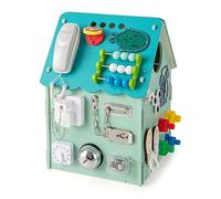 DREAMADE Cube d'Activités Enfant en Bois, Maison de Jeu Montessori avec 33 Composants et Espace de Rangement Intérieur, Jouet Éducatif Convient aux Enfants 3+ Ans (Bleu)